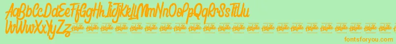 Honestly Brigtea Font – Orange Fonts on Green Background