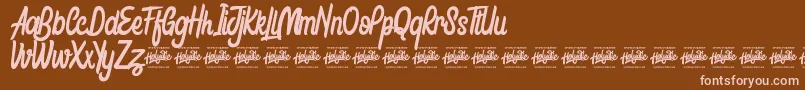 Honestly Brigtea Font – Pink Fonts on Brown Background