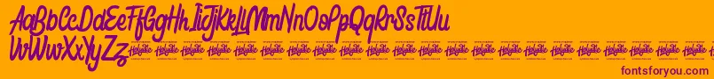 Honestly Brigtea Font – Purple Fonts on Orange Background