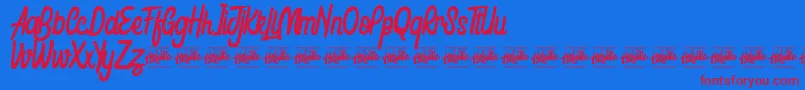 Honestly Brigtea Font – Red Fonts on Blue Background