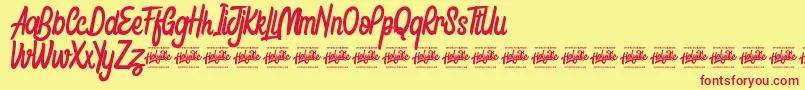 Honestly Brigtea Font – Red Fonts on Yellow Background