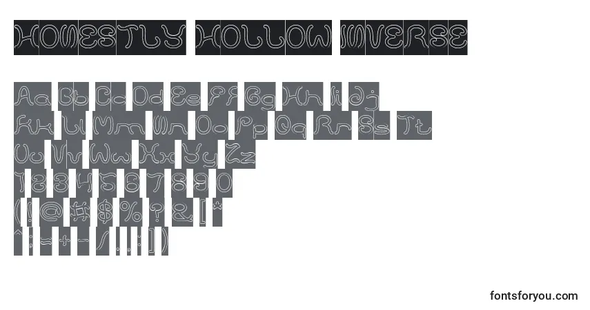 Czcionka HONESTLY HOLLOW INVERSE – alfabet, cyfry, specjalne znaki