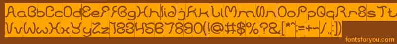 フォントHONESTLY INVERSE – オレンジ色の文字が茶色の背景にあります。