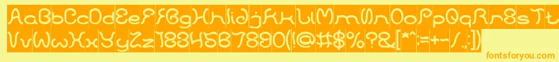 フォントHONESTLY INVERSE – オレンジの文字が黄色の背景にあります。