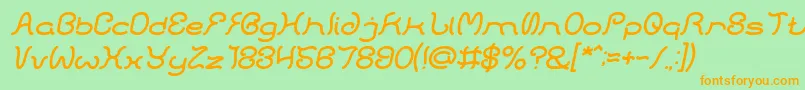 フォントHONESTLY ITALIC – オレンジの文字が緑の背景にあります。
