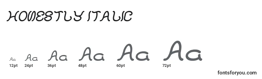 Размеры шрифта HONESTLY ITALIC