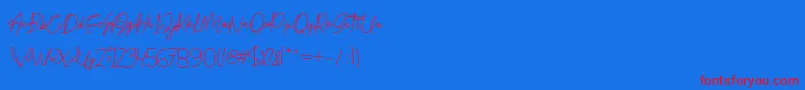 Honestydemo-Schriftart – Rote Schriften auf blauem Hintergrund