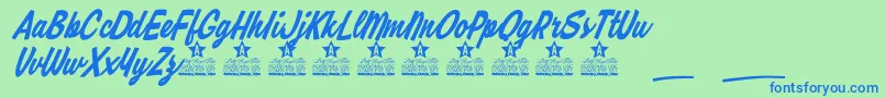Czcionka Honey Lips Personal Use – niebieskie czcionki na zielonym tle