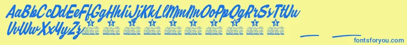 Czcionka Honey Lips Personal Use – niebieskie czcionki na żółtym tle