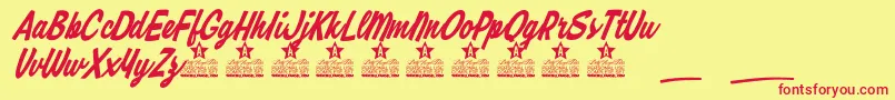 フォントHoney Lips Personal Use – 赤い文字の黄色い背景
