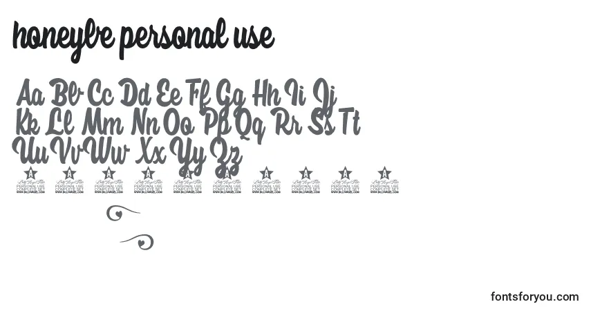 A fonte Honeybe personal use – alfabeto, números, caracteres especiais