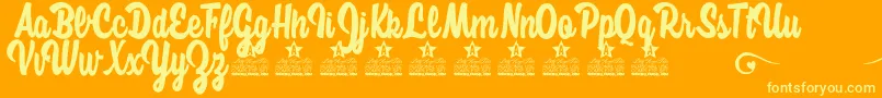 honeybe personal use Font – Yellow Fonts on Orange Background