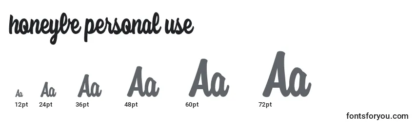 Honeybe personal use Font Sizes