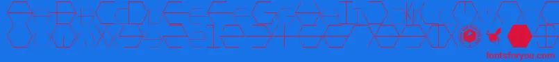 HONEYCOMBED-Schriftart – Rote Schriften auf blauem Hintergrund