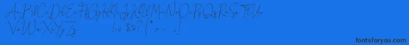 Honeymoon Avenue Script Demo-Schriftart – Schwarze Schriften auf blauem Hintergrund