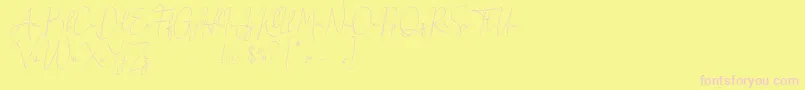 Honeymoon Avenue Script Demo-fontti – vaaleanpunaiset fontit keltaisella taustalla