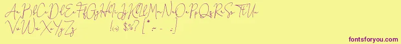 Honeymoon Avenue Script Demo Font – Purple Fonts on Yellow Background