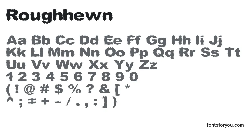 Schriftart Roughhewn – Alphabet, Zahlen, spezielle Symbole