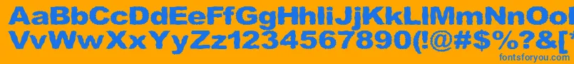 Roughhewn Font – Blue Fonts on Orange Background