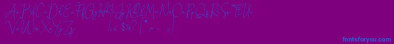 Honeymoon Avenue Script Demo-Schriftart – Blaue Schriften auf violettem Hintergrund