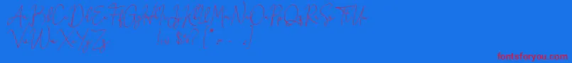 Czcionka Honeymoon Avenue Script Demo – czerwone czcionki na niebieskim tle