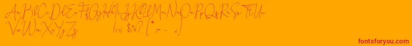 Honeymoon Avenue Script Demo Font – Red Fonts on Orange Background