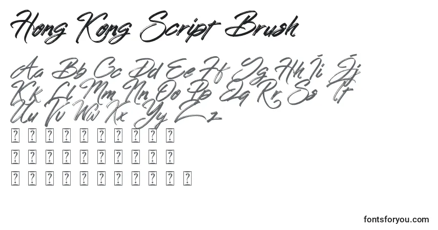 Czcionka Hong Kong Script Brush – alfabet, cyfry, specjalne znaki