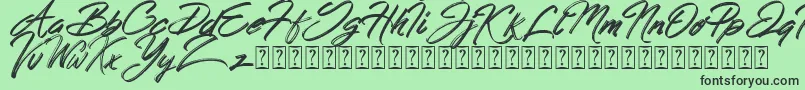 Hong Kong Script Brush Font – Black Fonts on Green Background