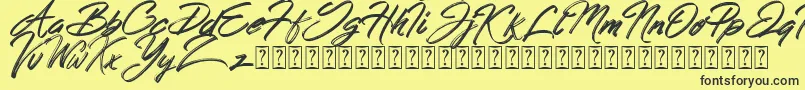 Czcionka Hong Kong Script Brush – czarne czcionki na żółtym tle