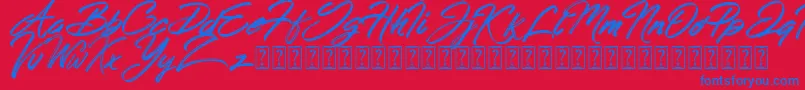 Hong Kong Script Brush Font – Blue Fonts on Red Background