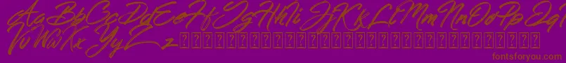 フォントHong Kong Script Brush – 紫色の背景に茶色のフォント
