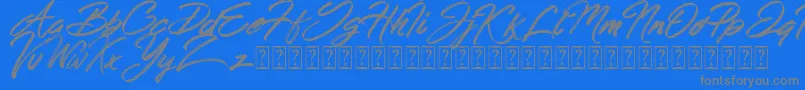 Hong Kong Script Brush Font – Gray Fonts on Blue Background