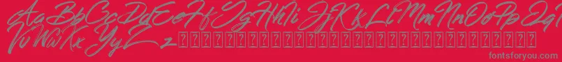 Fonte Hong Kong Script Brush – fontes cinzas em um fundo vermelho