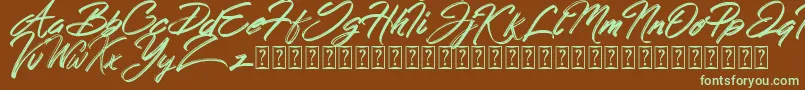 Hong Kong Script Brush Font – Green Fonts on Brown Background