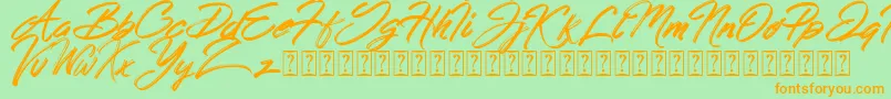 Fonte Hong Kong Script Brush – fontes laranjas em um fundo verde