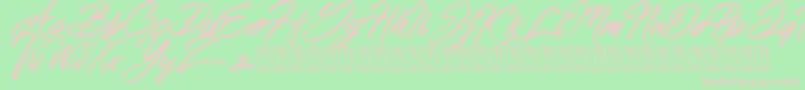Hong Kong Script Brush Font – Pink Fonts on Green Background