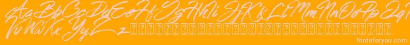 Hong Kong Script Brush Font – Pink Fonts on Orange Background