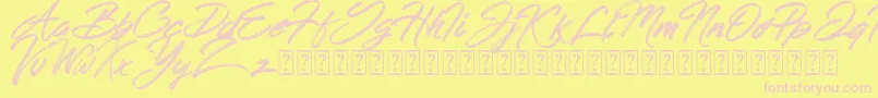 Fonte Hong Kong Script Brush – fontes rosa em um fundo amarelo