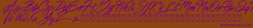 Hong Kong Script Brush Font – Purple Fonts on Brown Background