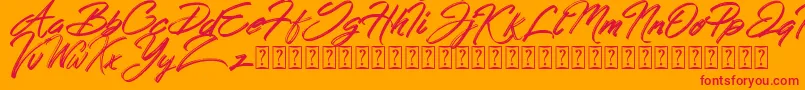 Hong Kong Script Brush Font – Red Fonts on Orange Background
