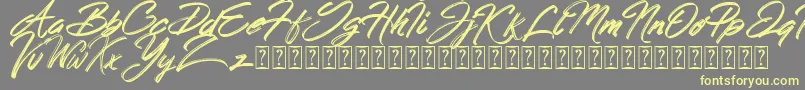 Fonte Hong Kong Script Brush – fontes amarelas em um fundo cinza