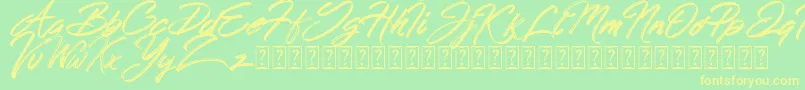 Fonte Hong Kong Script Brush – fontes amarelas em um fundo verde