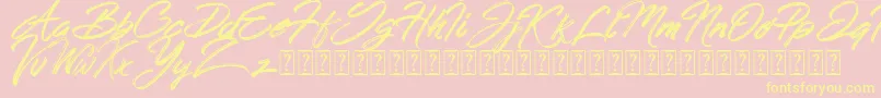 Hong Kong Script Brush-fontti – keltaiset fontit vaaleanpunaisella taustalla