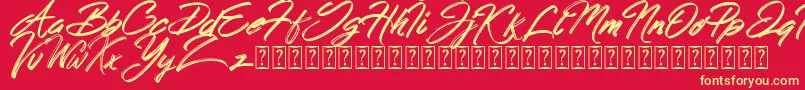 Fonte Hong Kong Script Brush – fontes amarelas em um fundo vermelho