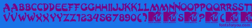 hongkong Font – Purple Fonts on Blue Background