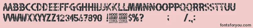 Hood Army Stencil-Schriftart – Schwarze Schriften auf rosa Hintergrund