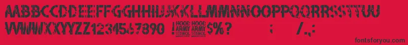 Fonte Hood Army Stencil – fontes pretas em um fundo vermelho