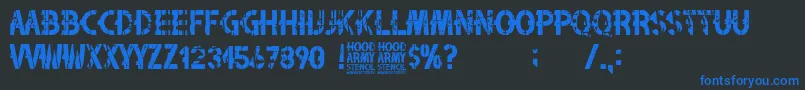 フォントHood Army Stencil – 黒い背景に青い文字