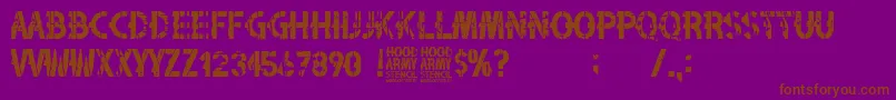 Hood Army Stencil-Schriftart – Braune Schriften auf violettem Hintergrund