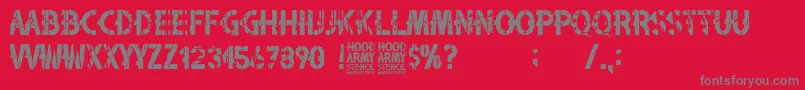 Hood Army Stencil-fontti – harmaat kirjasimet punaisella taustalla